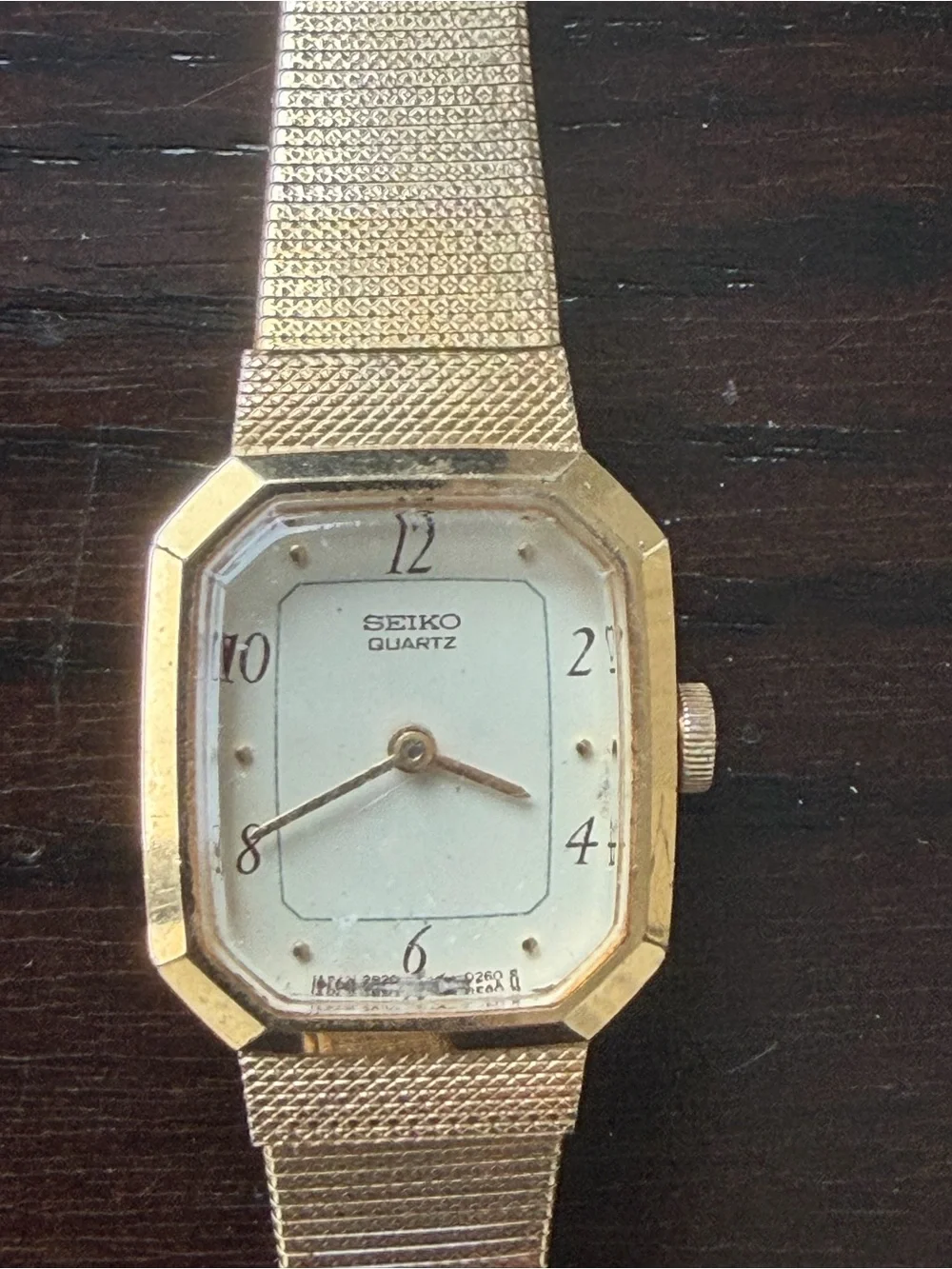 Seiko Gold Tone Octagonal Dress Watch with Cream Dial